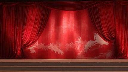 Festive Chinese New Year stage backdrop horse theme