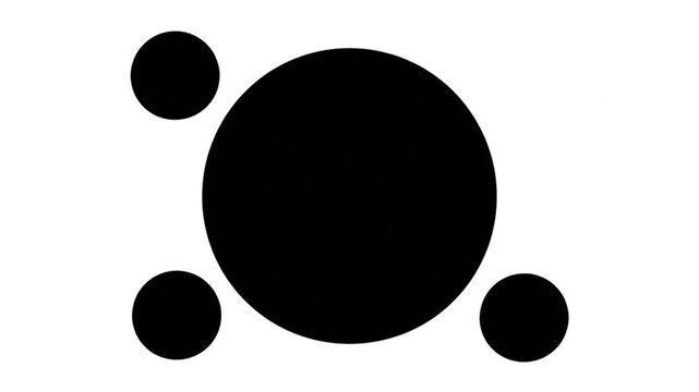 Black circle and dot abstract graphic design on white background