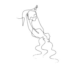 Minimalist Line Art Illustration of a Couple Embracing and Dancing Together