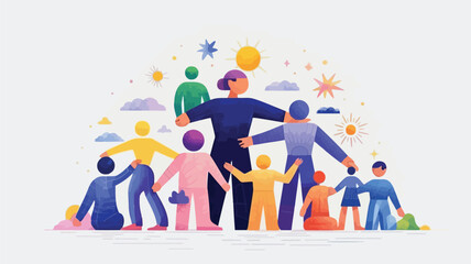 Diverse group of people standing together in unity and harmony