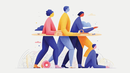 Diverse team working together in harmony and cooperation