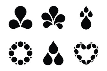 Abstract Black Liquid Drop and Circle Pattern Icons Collection