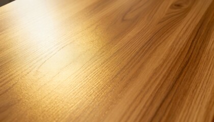 Top view - Smooth lacquered wood surface, polished wood, soft light reflections, even texture, modern interior style, high quality, ultra detailed, photorealistic