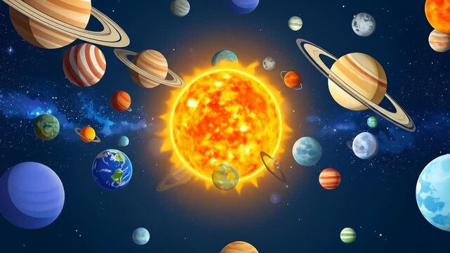 Solar System with planets and sun.