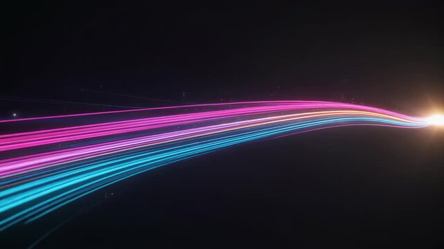 Cinematic Abstract Neon Energy Light Streak on Dark Background