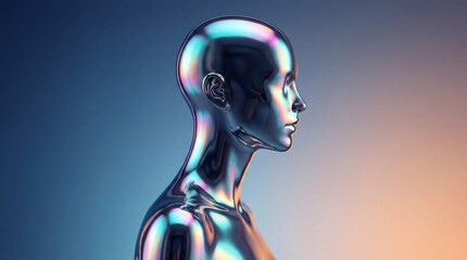 Photograph of an Iridescent Synthetic Human