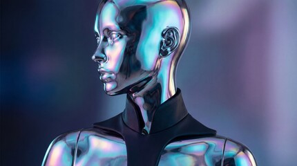 Photograph of an Iridescent Synthetic Human