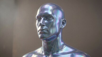 Photograph of an Iridescent Synthetic Human
