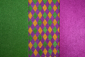 Mardi gras glitter background with harlequin pattern