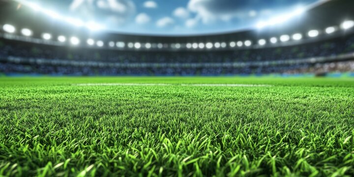 This is an aerial photograph showcasing the well-maintained soccer field and stands.