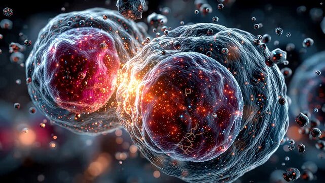 Cell division detailed, Highresolution imaging of mitosis with vibrant colors and details