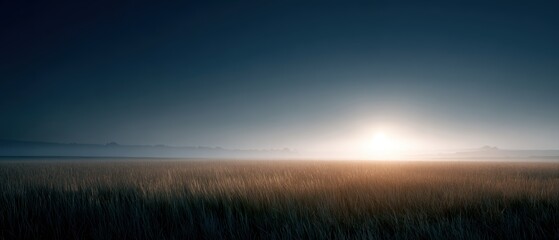 Natural environment landscape with sunrise and open field