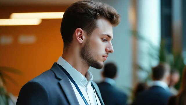 Man with short beard wearing suit looking directly into camera