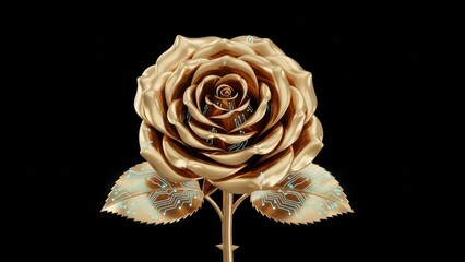 Opulent Solid Gold Rose Head with Intricate Details
