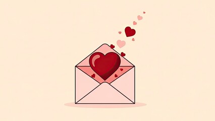 Sending Love Concept Art Isolated on Cream Background