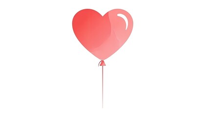 Single Floating Heart Shaped Balloon on White Background