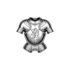 Medieval knight breastplate engraving.