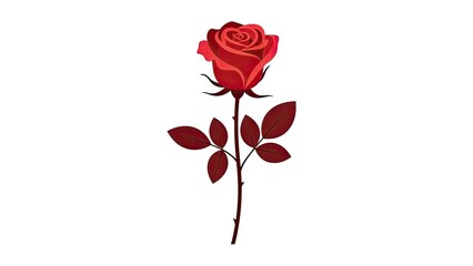 Stylized Long-Stemmed Rose with Thorns Graphic