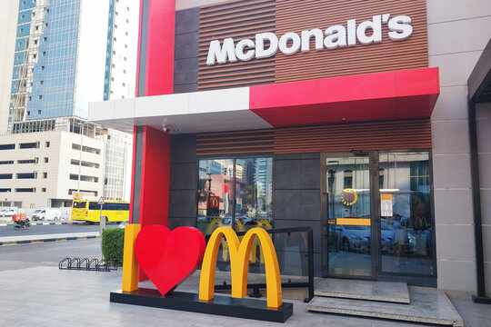December 4, 2025 - Sharjah, United Arab Emirates: McDonald's restaurant with McCafe brand in Sharjah. Fast food restaurant.