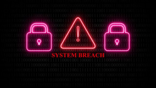 System Breach Warning with Locks and Binary Code 1356