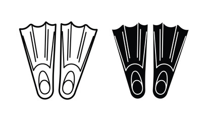 Black and white illustration of flippers on a pure © rsvect02