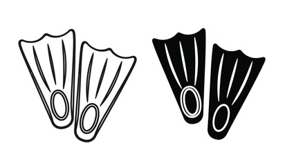 Black and white illustration of flippers on a pure © rsvect02