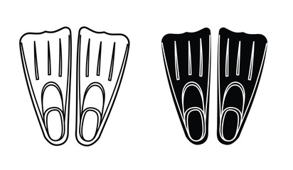 Black and white illustration of flippers in two colors © rsvect02