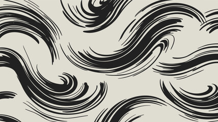 Fototapeta premium Dynamic black swirling wave patterns on beige background