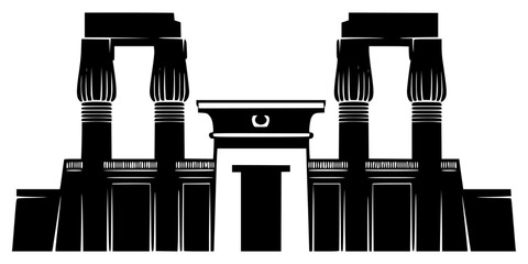 A black and white silhouette of a classical architectural structure with columns, balustrade, black, footstall, pillar, pole, razor, stool, tool, against transparent background