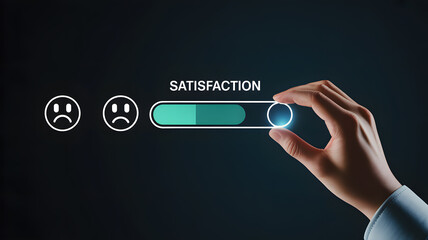 Adjusting satisfaction level on feedback progress bar with happy face icon selection
