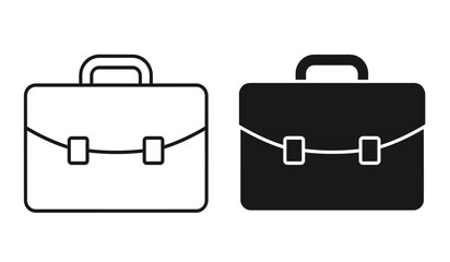 Vector illustration of two briefcases in black and white outline on for business or office concepts