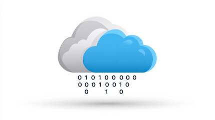 Obraz premium Cloud computing concept with binary code and network storage elements
