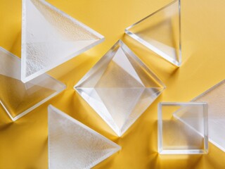 Transparent Geometric Shapes on a Vibrant Yellow Background