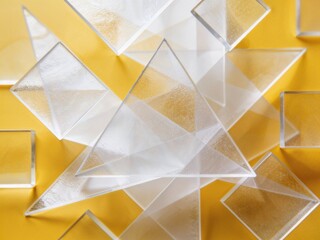Geometric Harmony Clear Shapes on a Vibrant Yellow Surface
