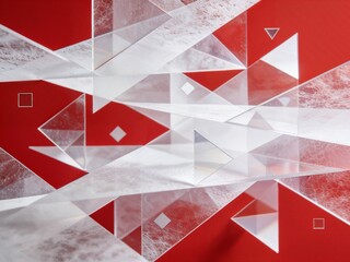 Layered Translucent Triangles on Red