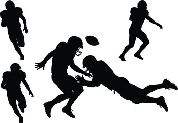 Silhouettes of Rugby Players in Action.