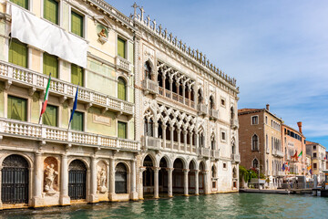 Naklejka premium Ca d'Oro palace built in 15th century on Grand Canal, Venice, Italy