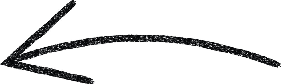 Hand-drawn Black marker arrow isolated on transparent background, arrow mark hand drawn. Arrows icon. Arrow drawn with black marker on white background