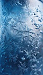 Fototapeta premium Macro Frost Texture on Container with Cool Blue Tones