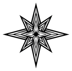 Obraz premium Line art illustration of a stylized star depicting direction for graphic design