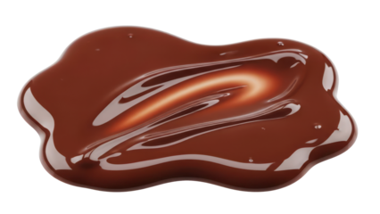 Abstract dark chocolate melted blob isolated on transparent background realistic texture for bakery adsIsolated on white