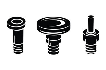 Hardware screws and bolts industrial fastener icons set