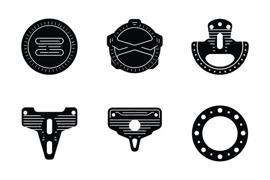 Mechanical engineering gaskets and seals technical icons set