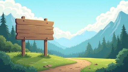 Wooden Signpost in a Scenic Mountain Landscape