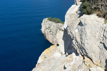 Cliffside view overlooking the deep blue sea.. Palma de Mallorca, Spain