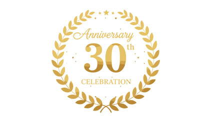 Thirtieth Anniversary Celebration Golden Laurel Wreath Design Element.