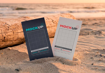 Flyer Front and Cover on the Beach Sunset Mockup