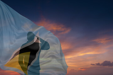 Military mans and National flag of Saint Lucia