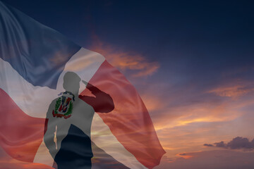 Military mans and National flag of Dominican Republic