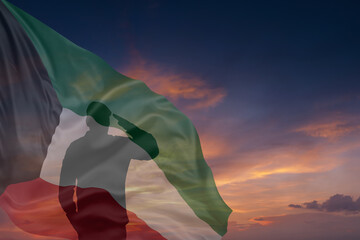 Military mans and National flag of Kuwait